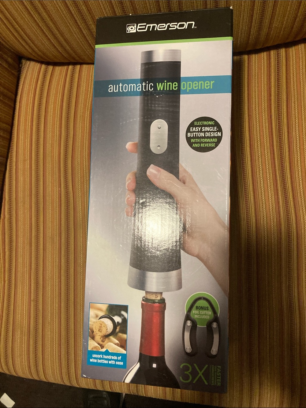 Emerson Black Automatic Wine Opener - Electric Corkscrew